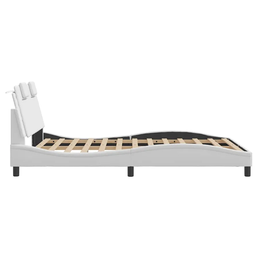 Cadre de lit Viana sans matelas blanc 140x200 cm similicuir - 7