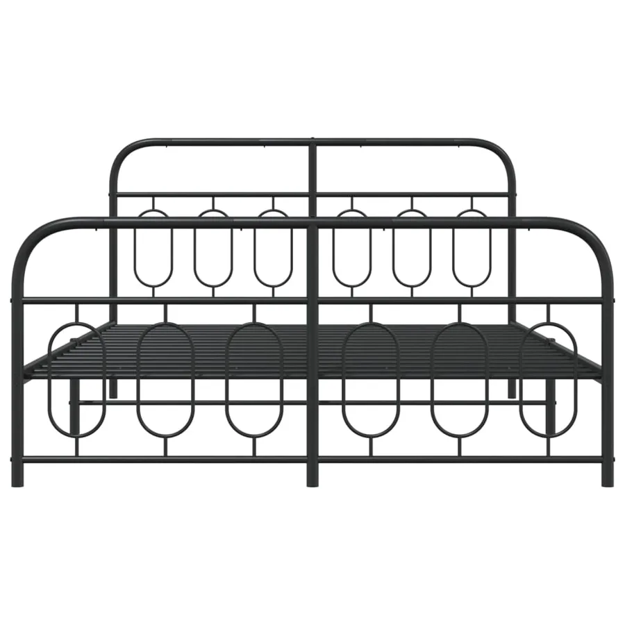 Cadre de lit métal sans matelas avec pied de lit noir 150x200cm - 4