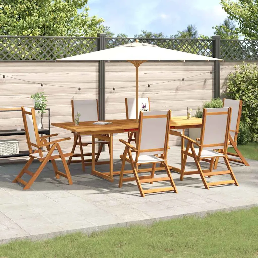 Ensemble à Manger de jardin 7pcs bois d'acacia solide textilène