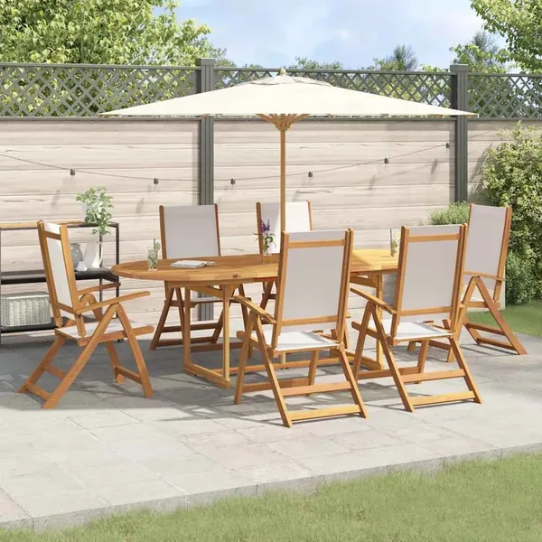 Ensemble à Manger de jardin 7pcs bois d'acacia solide textilène