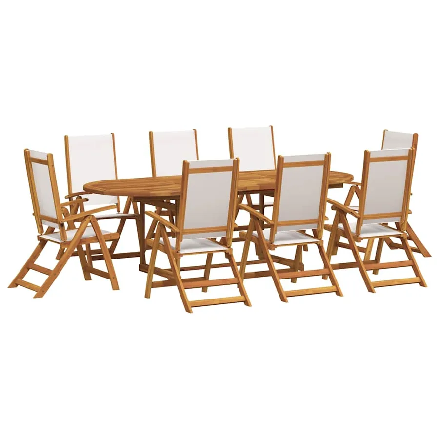Ensemble à Manger de jardin 7pcs bois d'acacia solide textilène - 2
