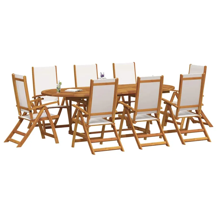 Ensemble à Manger de jardin 7pcs bois d'acacia solide textilène - 6