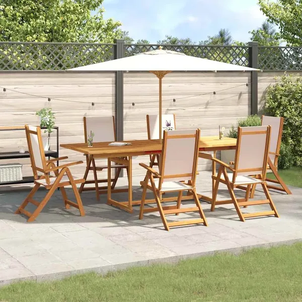 Ensemble à Manger de jardin 7pcs bois d'acacia solide textilène