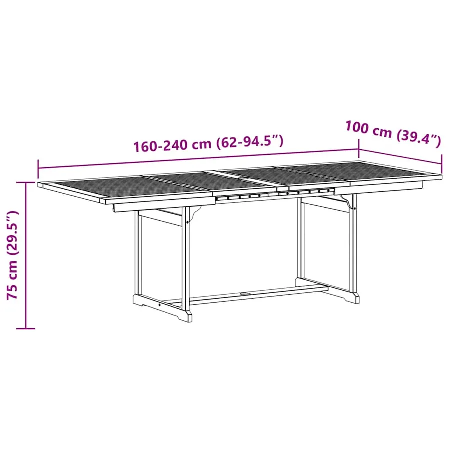 Ensemble à Manger de jardin 7pcs bois d'acacia solide textilène - 13