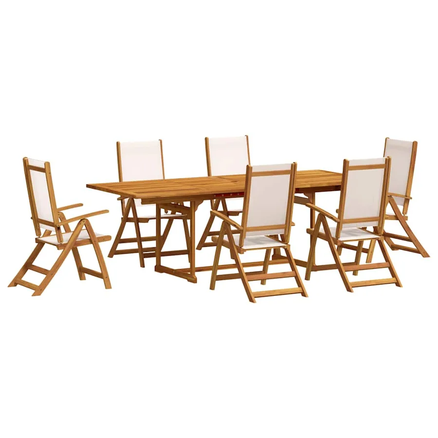 Ensemble à Manger de jardin 7pcs bois d'acacia solide textilène - 2