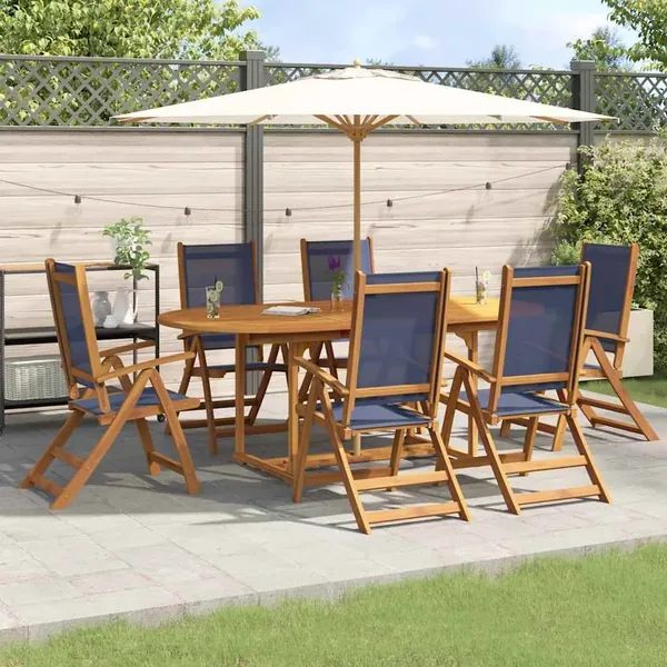 Ensemble à Manger de jardin 7pcs bois d'acacia solide textilène