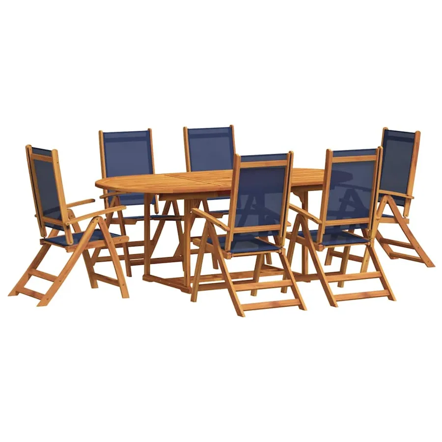Ensemble à Manger de jardin 7pcs bois d'acacia solide textilène - 2