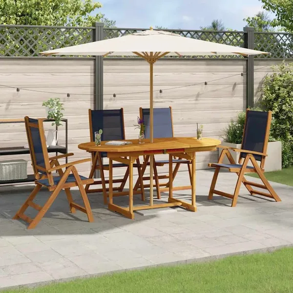 Ensemble à manger de jardin 5pcs bois d'acacia solide textilène