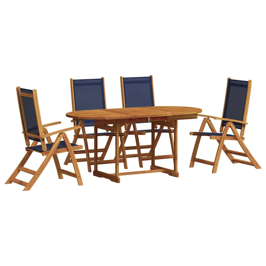 Ensemble à manger de jardin 5pcs bois d'acacia solide textilène - 2