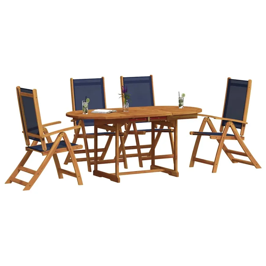 Ensemble à manger de jardin 5pcs bois d'acacia solide textilène - 7