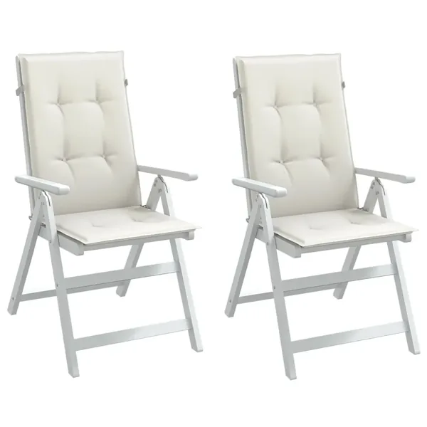 Coussins de chaise à dossier haut lot de 2 crème mélangé tissu