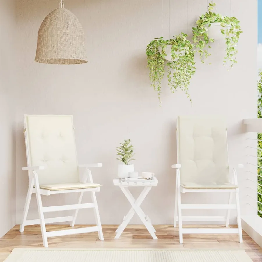 Coussins de chaise à dossier haut lot de 2 crème mélangé tissu - 3