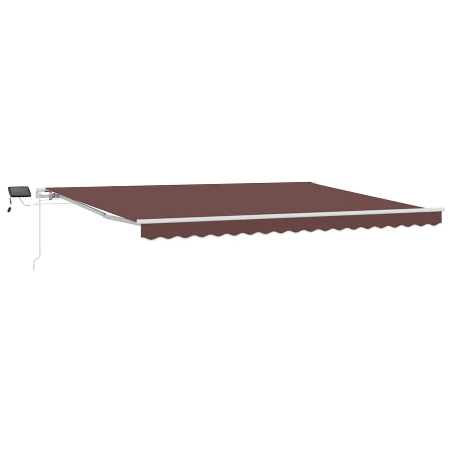 Auvent manuel rétractable avec LED marron 450x300 cm - 2