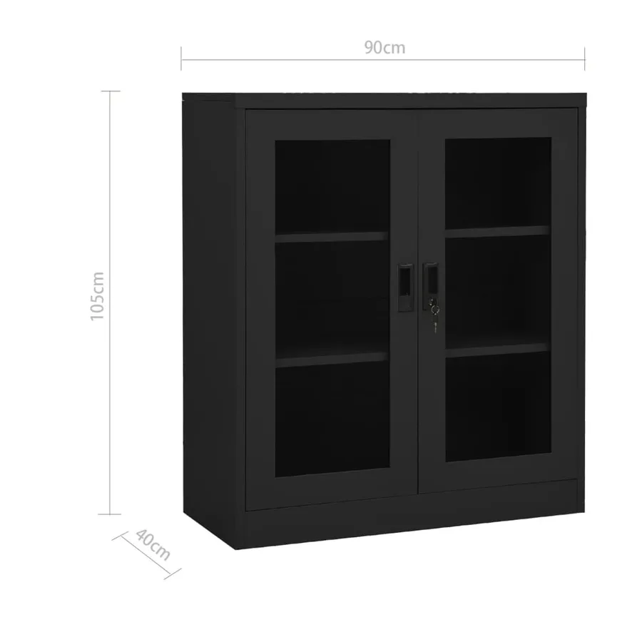 Armoire de bureau et jardinière Anthracite 90x40x128 cm Acier - 11