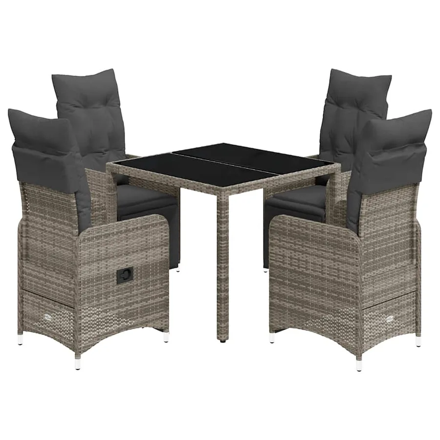 Ensemble de bistro de jardin 5 pcs coussins gris poly rotin - 2