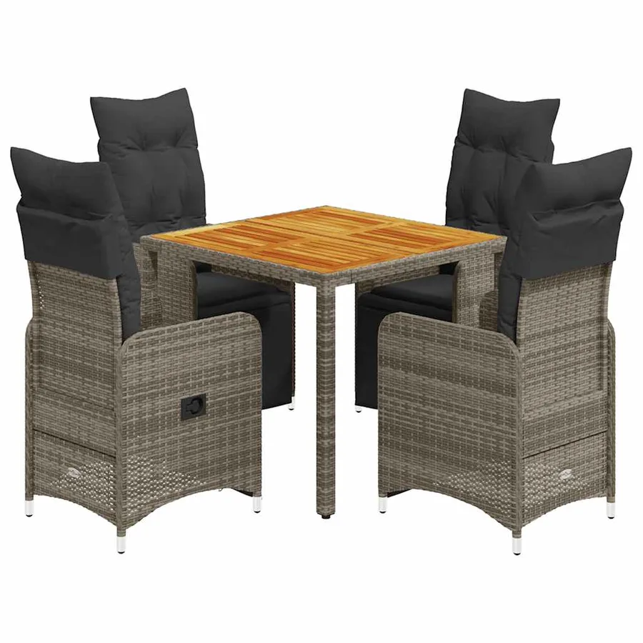Ensemble de bistro de jardin 5 pcs coussins gris poly rotin - 2
