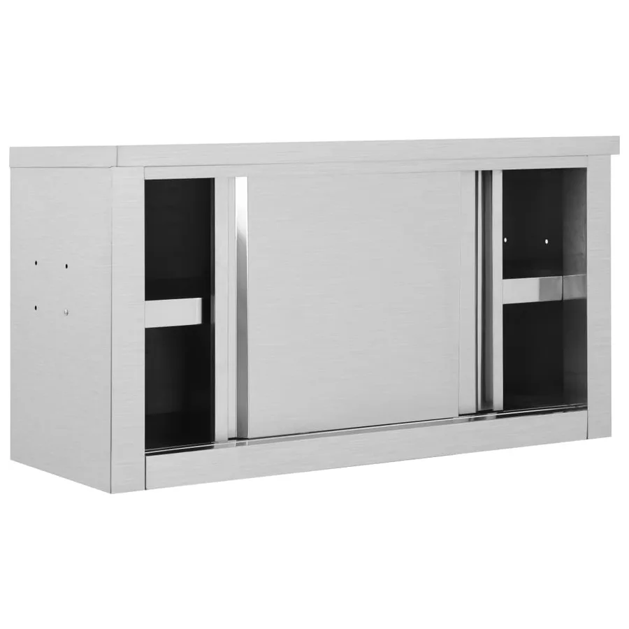 Armoire de cuisine avec portes coulissantes 90x40x50 cm Inox - 4