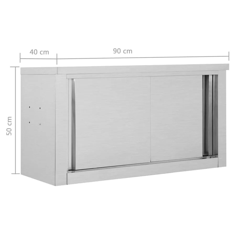 Armoire de cuisine avec portes coulissantes 90x40x50 cm Inox - 9