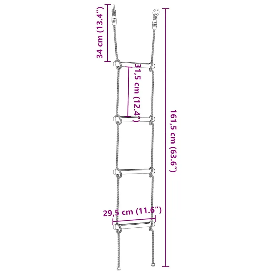 Échelle de corde pour enfants avec 4 échelons multicolore - 8