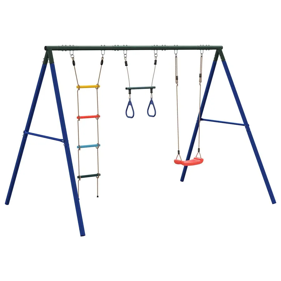 Jeu de balançoire extérieur avec balançoire trapèze et échelle - 5