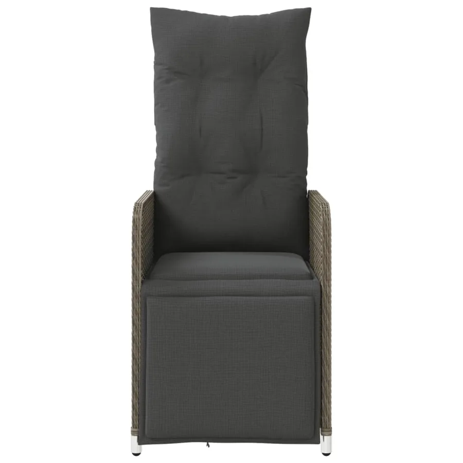 Chaise inclinable de jardin avec coussins gris résine tressée - 4