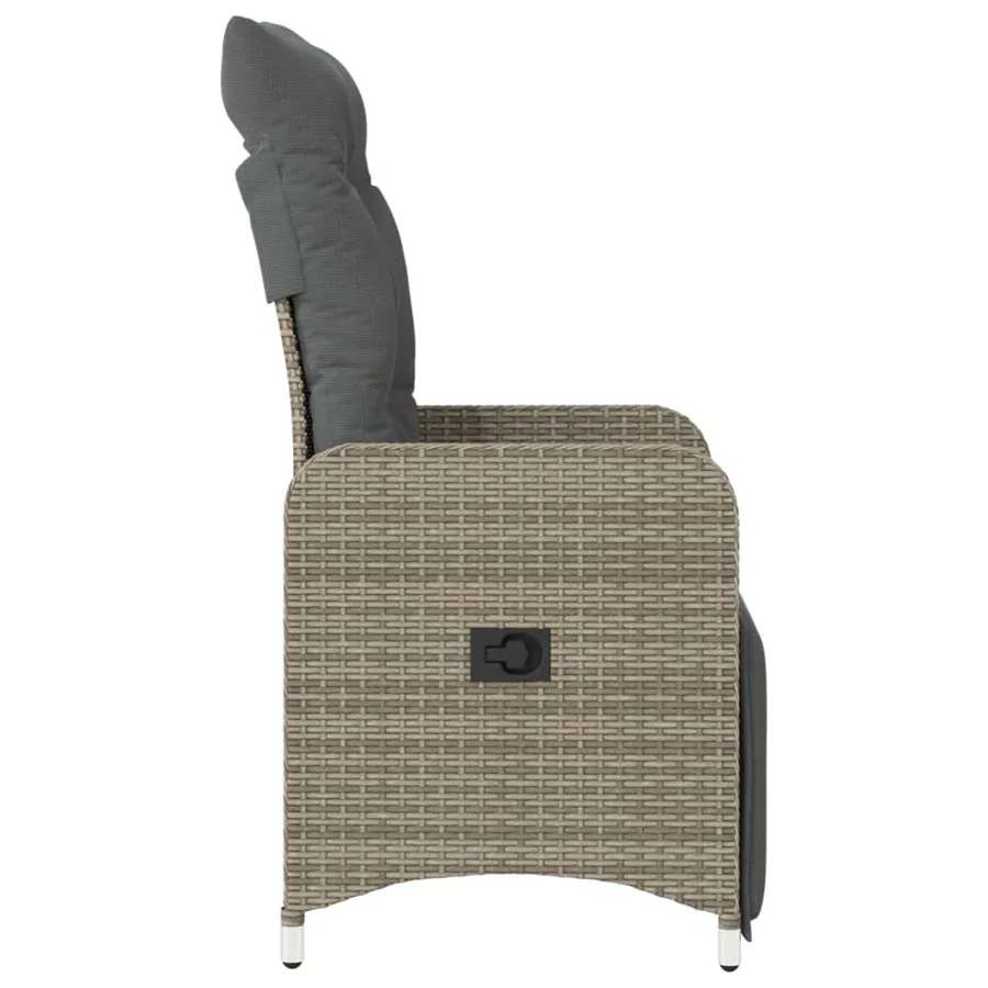 Chaise inclinable de jardin avec coussins gris résine tressée - 5