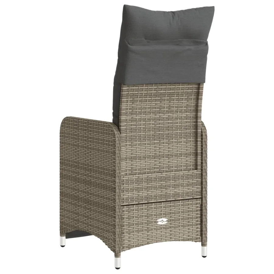 Chaise inclinable de jardin avec coussins gris résine tressée - 6