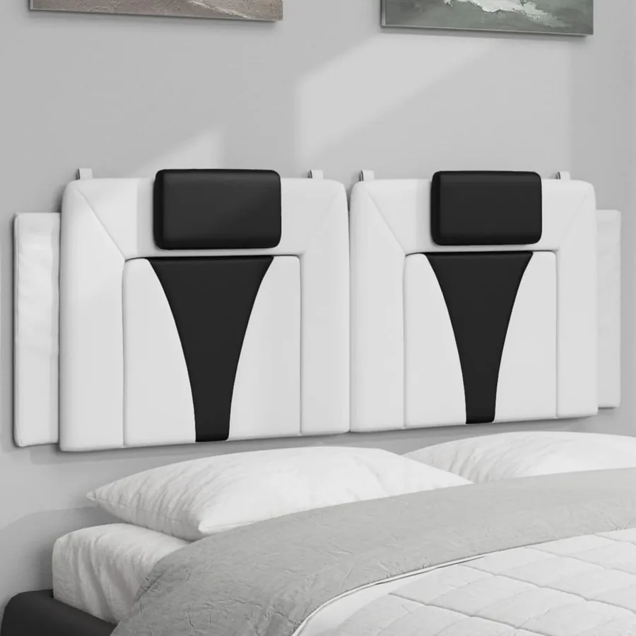 Coussin de tête de lit Viana blanc et noir 140 cm similicuir
