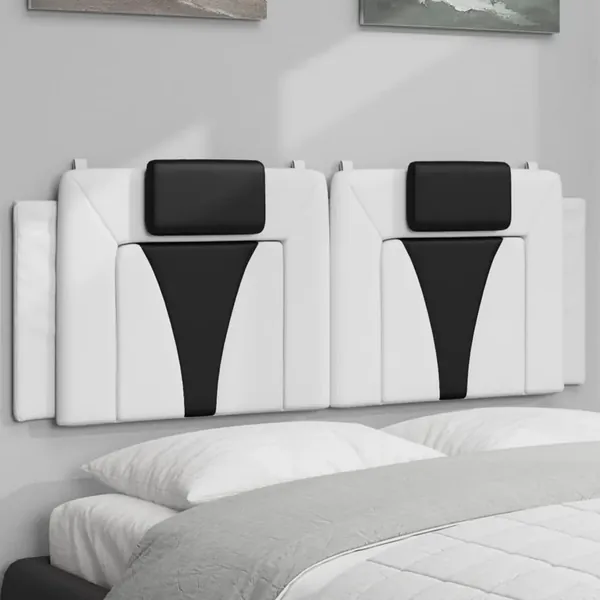 Coussin de tête de lit Viana blanc et noir 140 cm similicuir