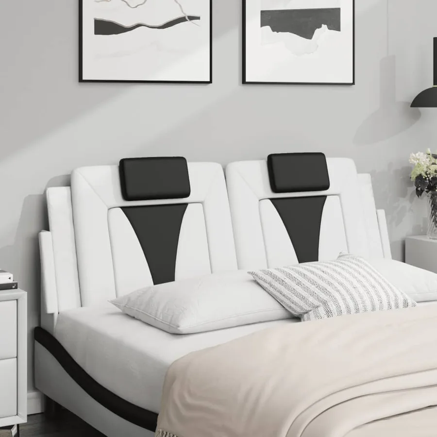 Coussin de tête de lit Viana blanc et noir 140 cm similicuir - 3