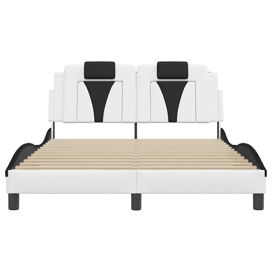 Cadre de lit Viana sans matelas blanc et noir 140x190 cm similicuir - 4