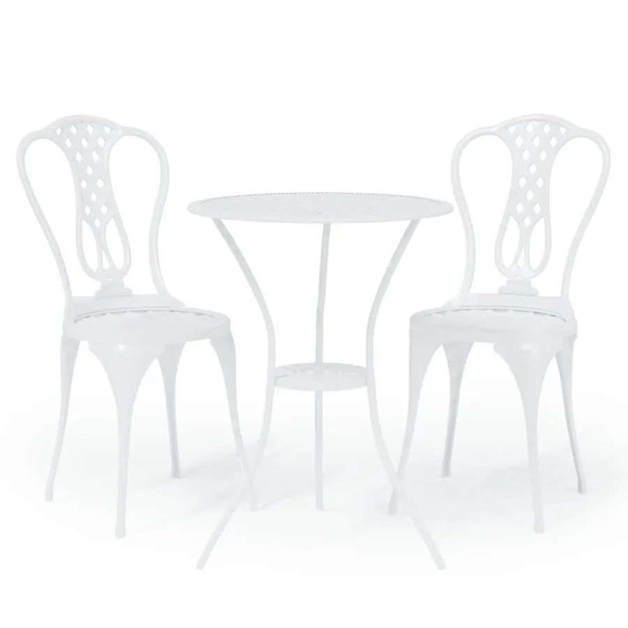Ensemble de bistro 3 pcs Aluminium coulé Blanc - 2