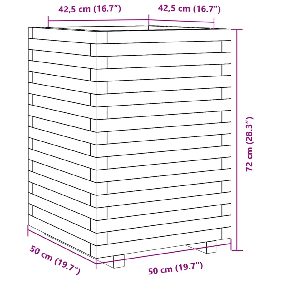 Jardinière blanc 50x50x72 cm bois de pin massif - 10