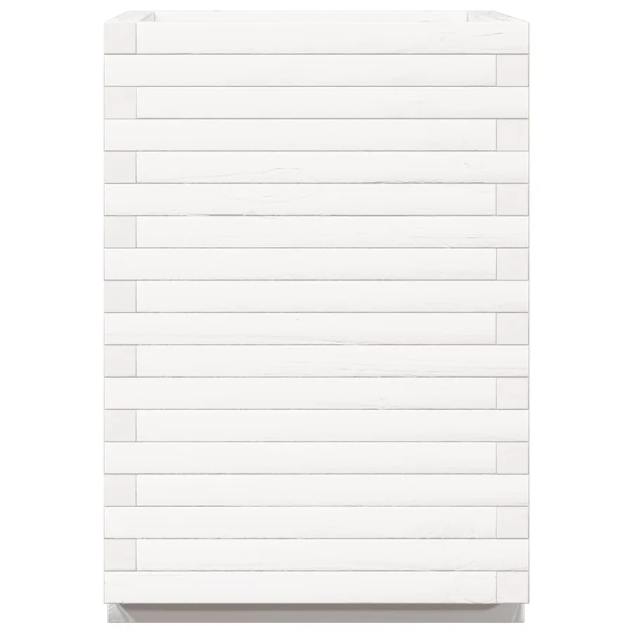 Jardinière blanc 50x50x72 cm bois de pin massif - 6