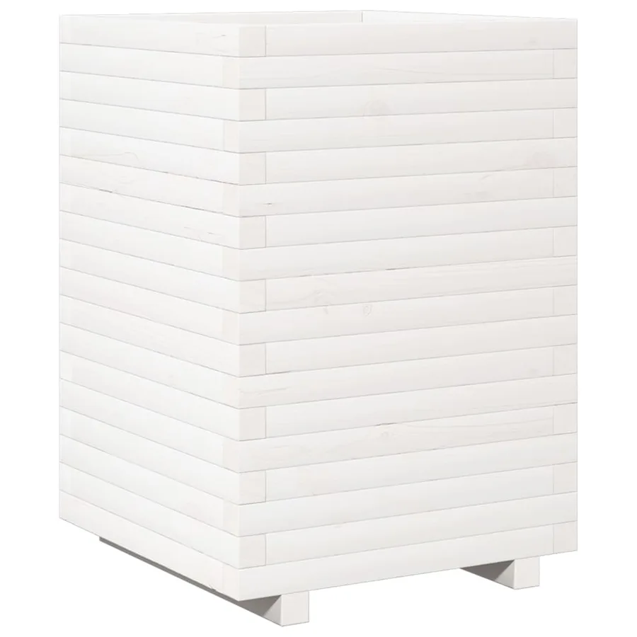 Jardinière blanc 50x50x72 cm bois de pin massif - 7