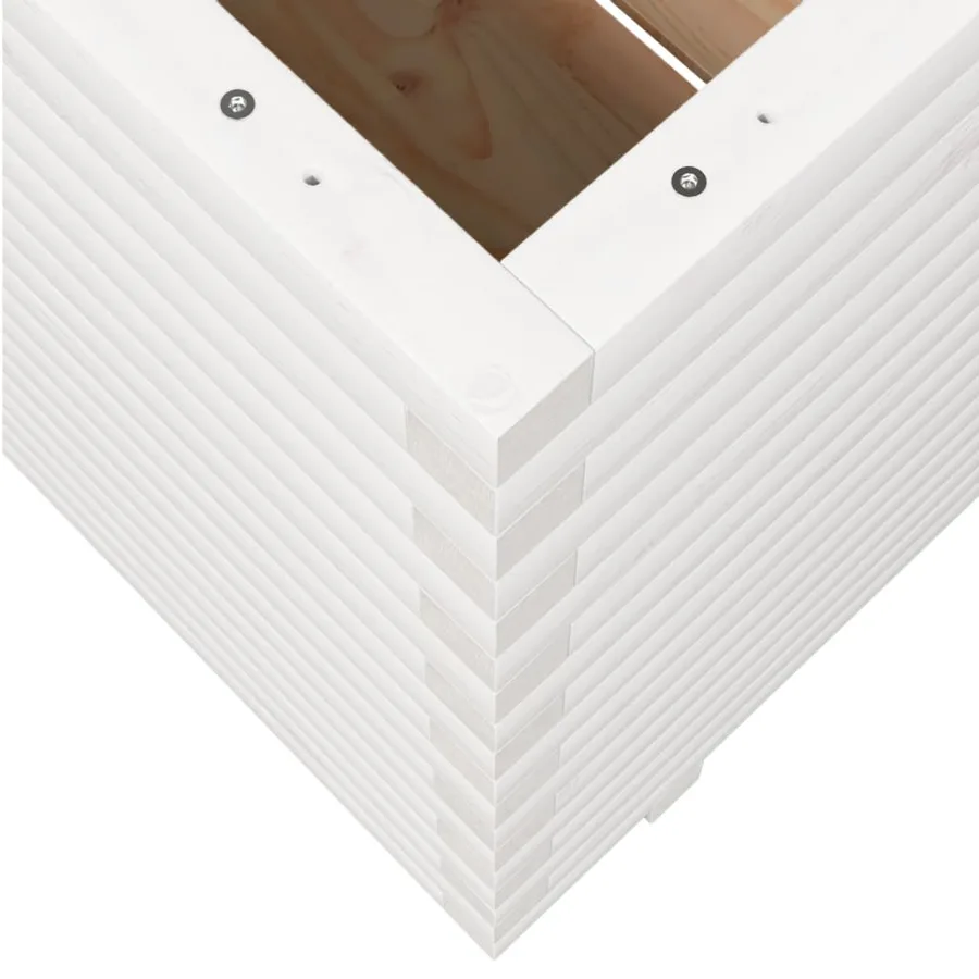 Jardinière blanc 50x50x72 cm bois de pin massif - 8