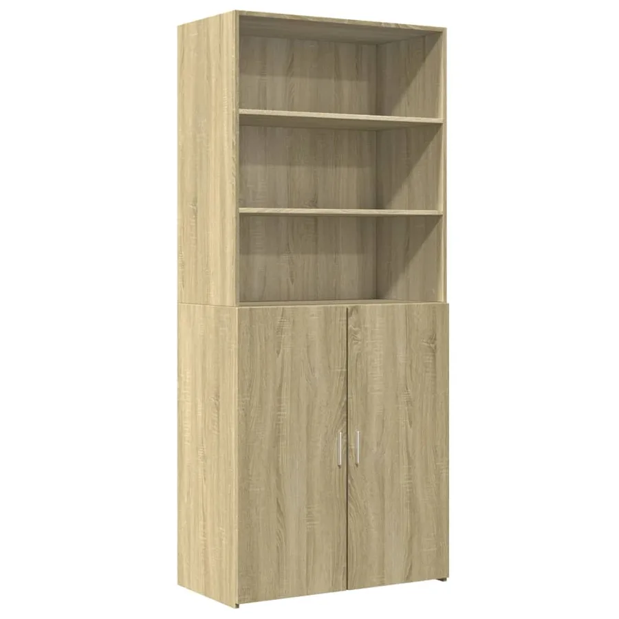 Buffet haut chêne sonoma 80x42,5x185 cm bois d'ingénierie - 2