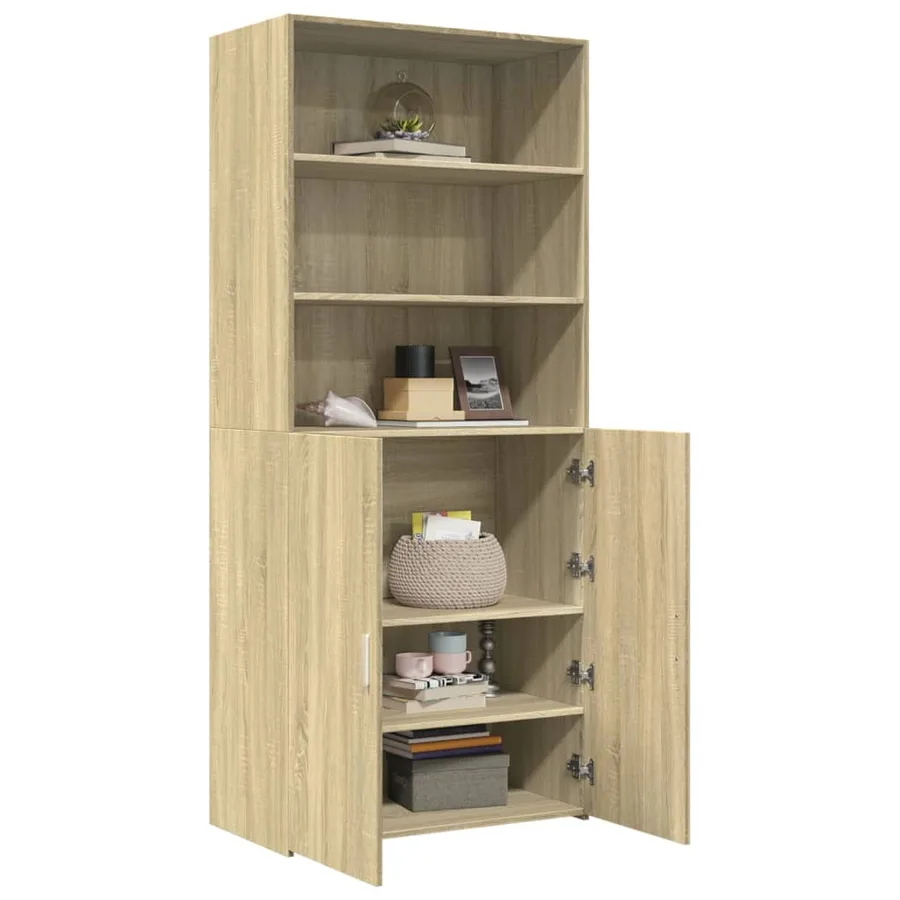Buffet haut chêne sonoma 80x42,5x185 cm bois d'ingénierie - 7