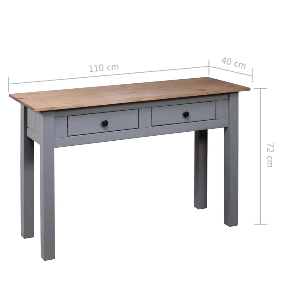 Table console Gris 110x40x72 cm Pin solide Gamme Panama - 9