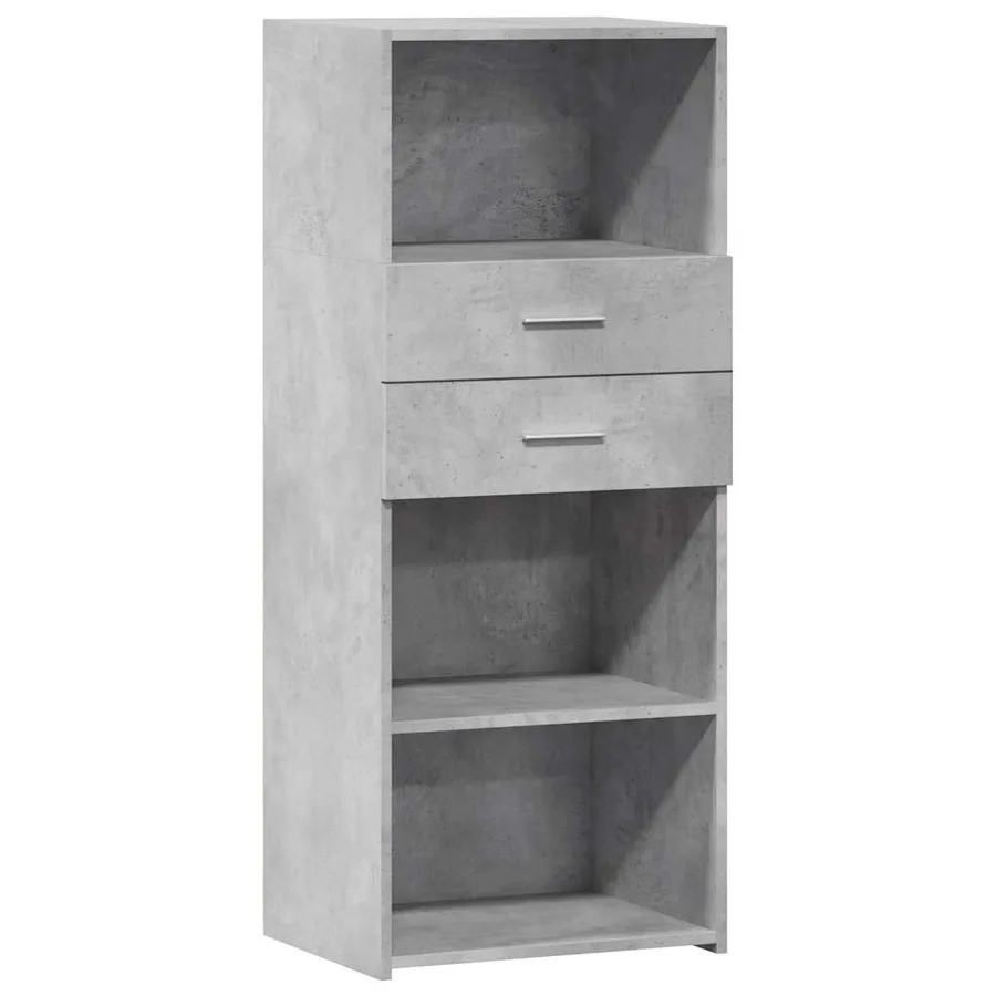 Buffet haut gris béton 50x42,5x124 cm bois d'ingénierie - 2