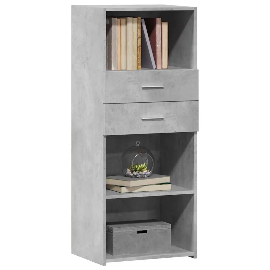 Buffet haut gris béton 50x42,5x124 cm bois d'ingénierie - 3