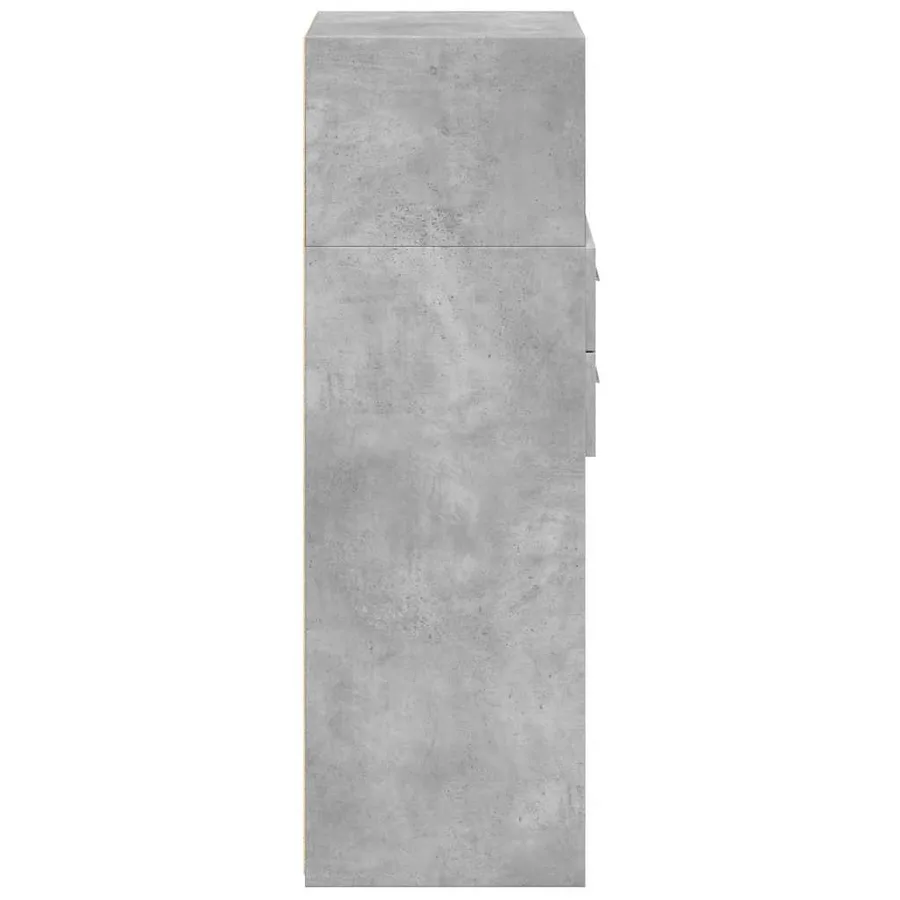 Buffet haut gris béton 50x42,5x124 cm bois d'ingénierie - 5