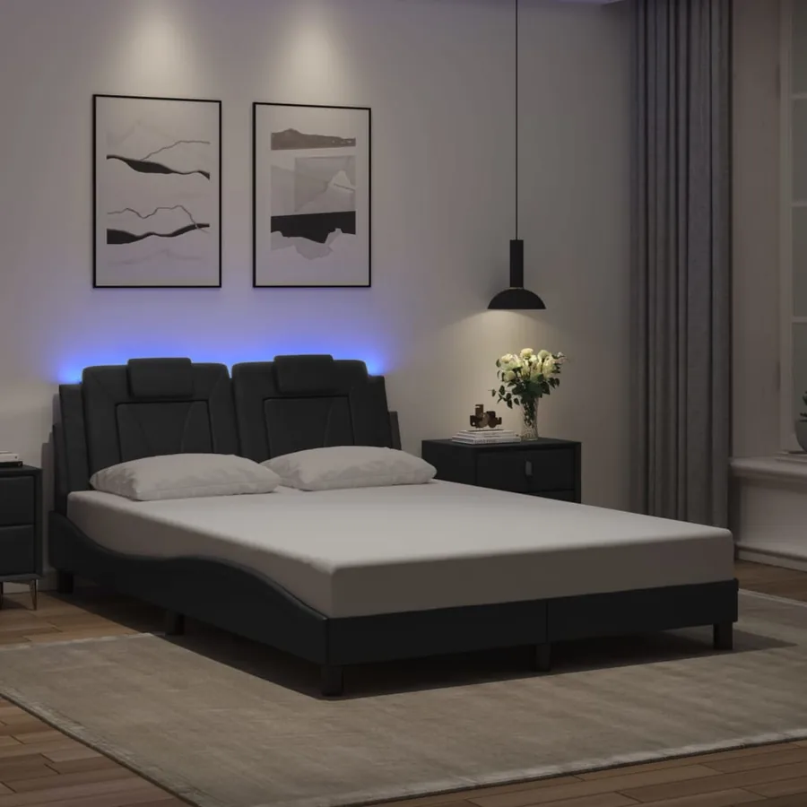 Cadre de lit Viana avec LED sans matelas noir 140x200 cm