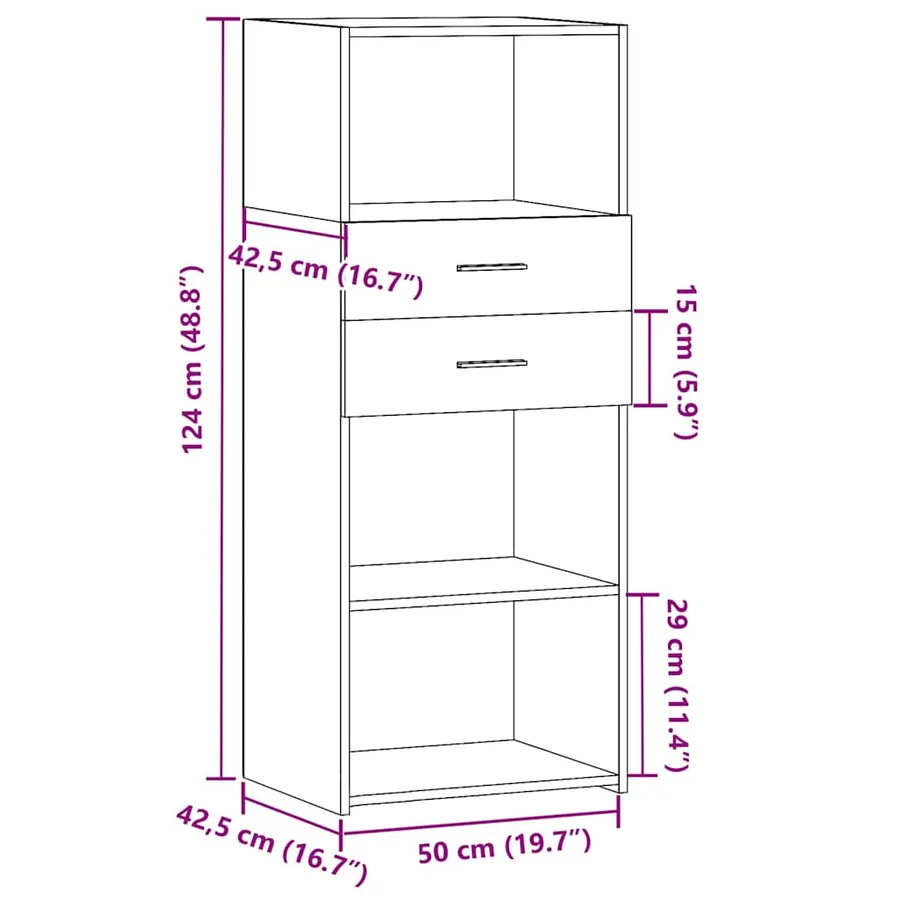 Buffet haut noir 50x42,5x124 cm bois d'ingénierie - 10