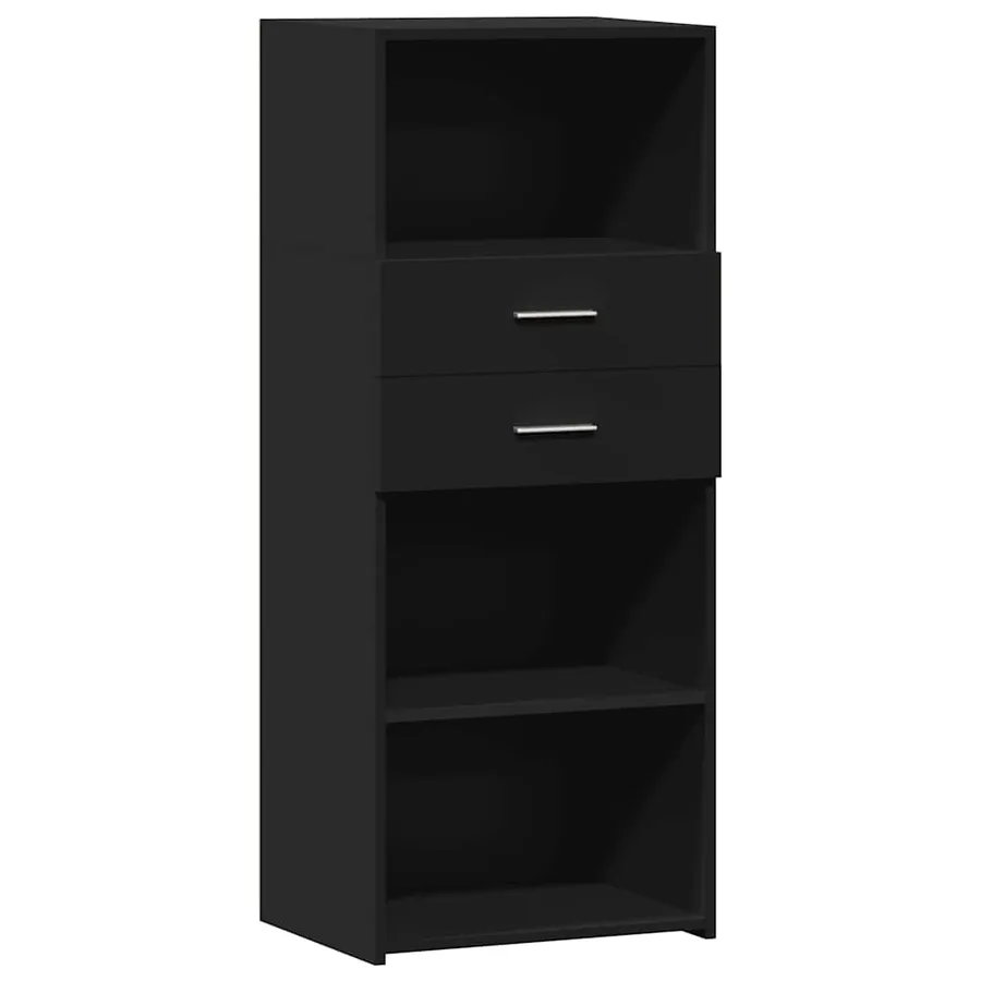 Buffet haut noir 50x42,5x124 cm bois d'ingénierie - 2
