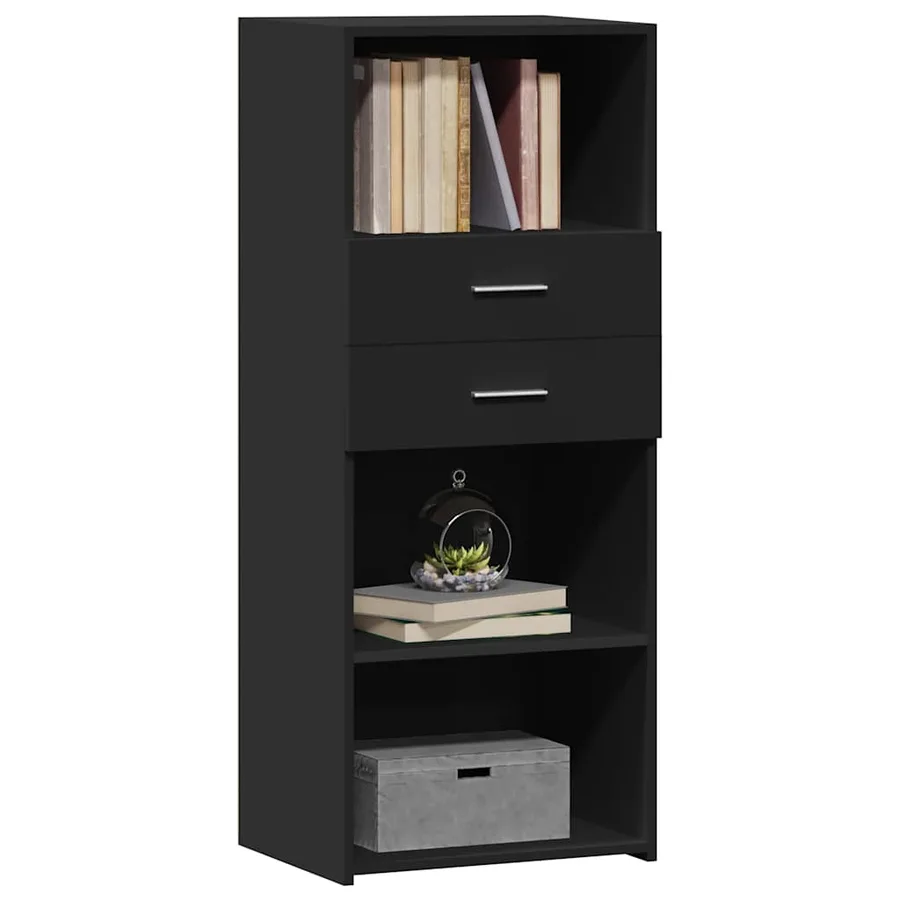 Buffet haut noir 50x42,5x124 cm bois d'ingénierie - 3