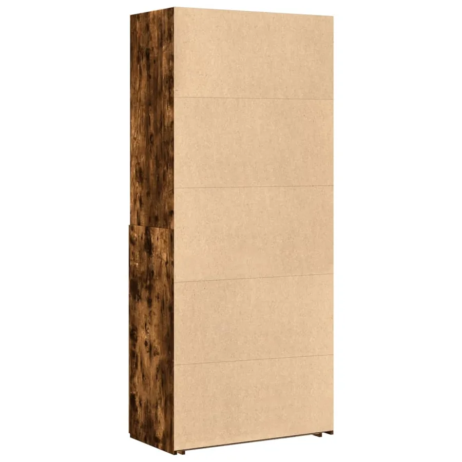 Buffet haut chêne fumé 80x42,5x185 cm bois d'ingénierie - 4