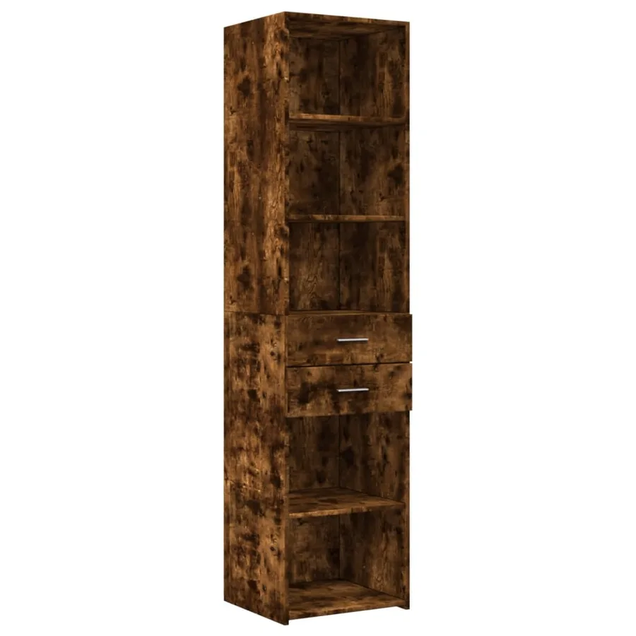 Buffet haut chêne fumé 45x42,5x185 cm bois d'ingénierie - 2