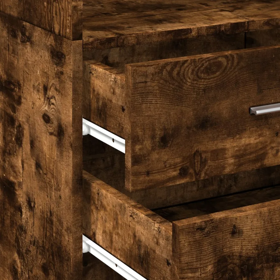 Buffet haut chêne fumé 45x42,5x185 cm bois d'ingénierie - 7