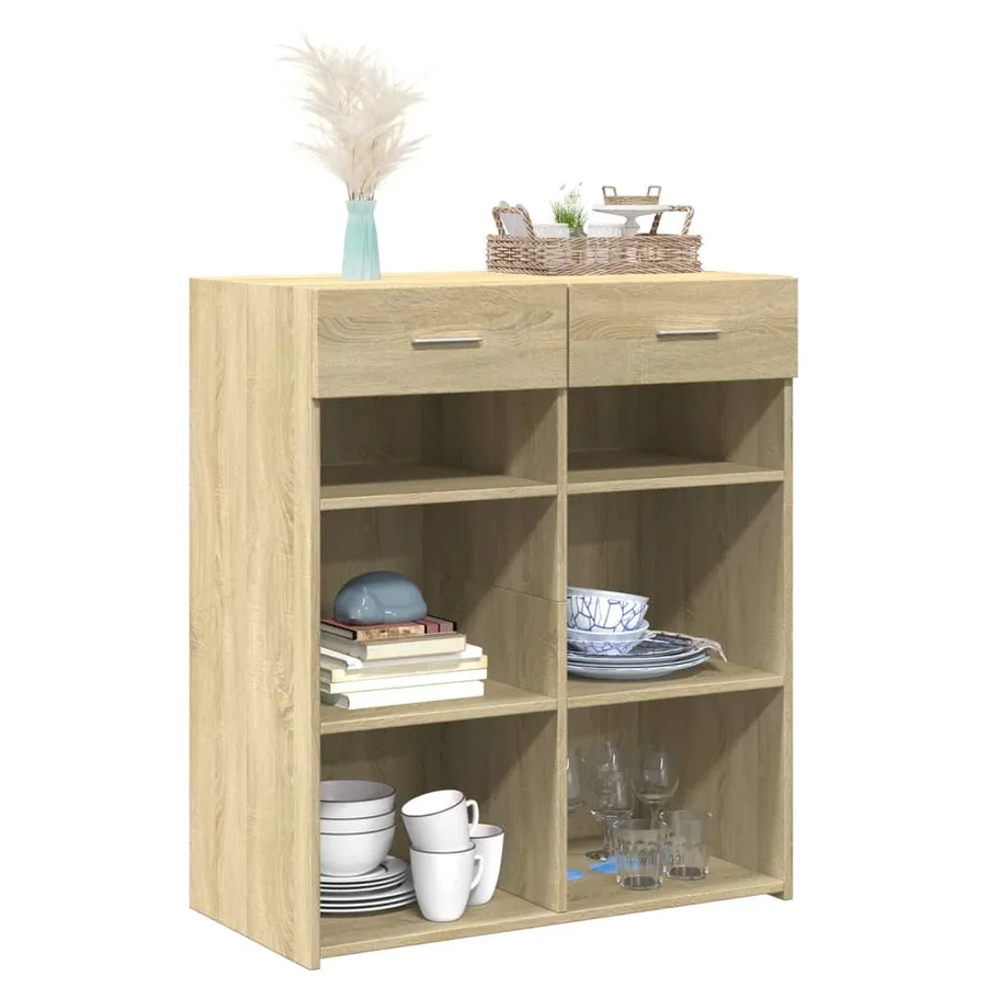 Buffet chêne sonoma 80x42,5x93 cm bois d'ingénierie - 3